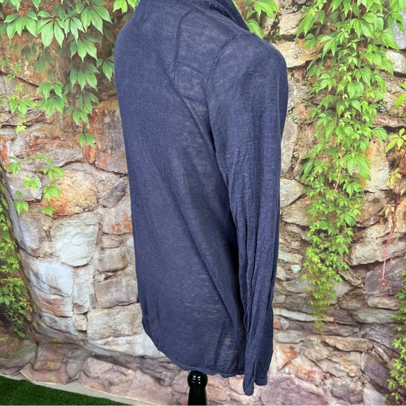 RACHEL ZOE Sheer Linen Periwinkle Blue Open Front Cardigan with Shawl Co… - Picture 5 of 10